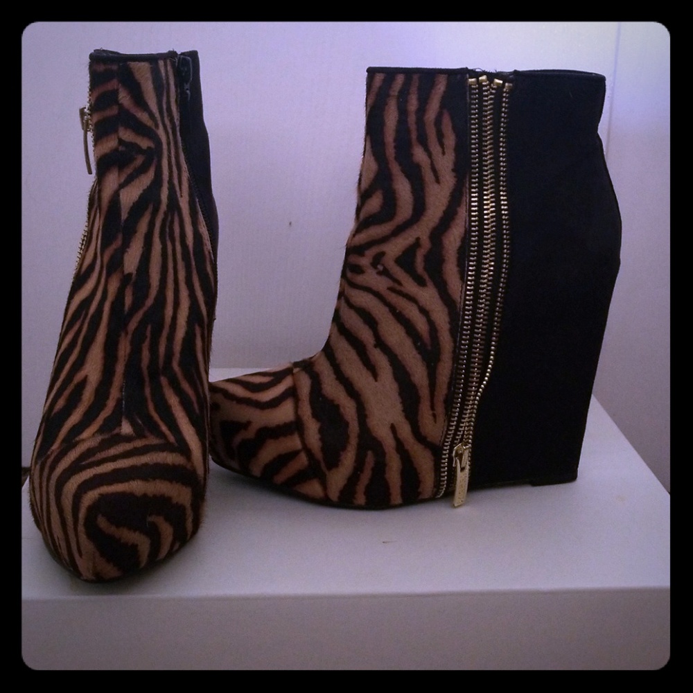 Rachel Roy suede and calf hair ankle boots
